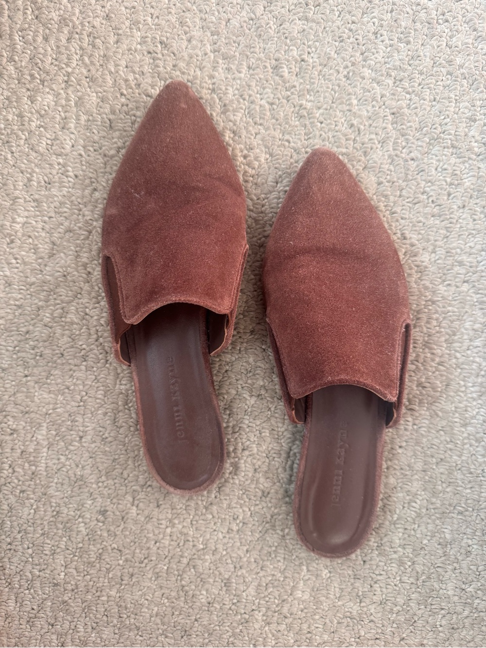 Jenni Kayne Pointed Suede Mule in Rust Brown
